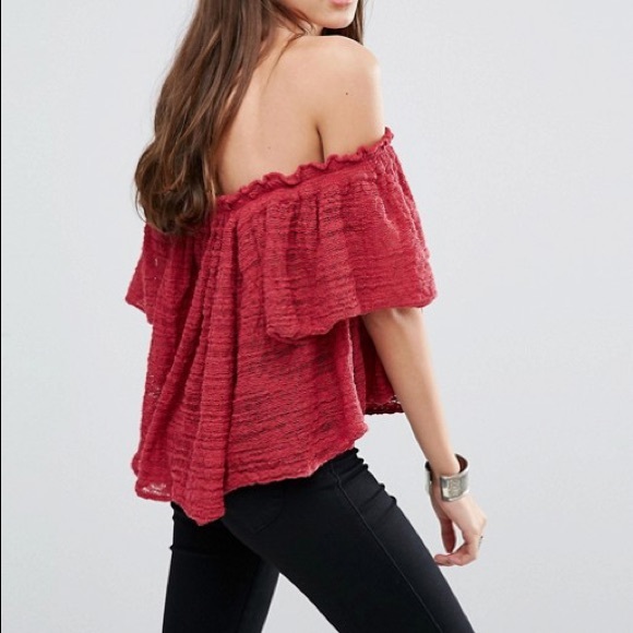 Free People Thrills & Frills Sweater in Raspberry - Picture 2 of 6
